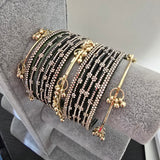 2.4 dark green kashmiri glass bangles