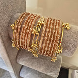 2.8 orange kashmiri glass bangles